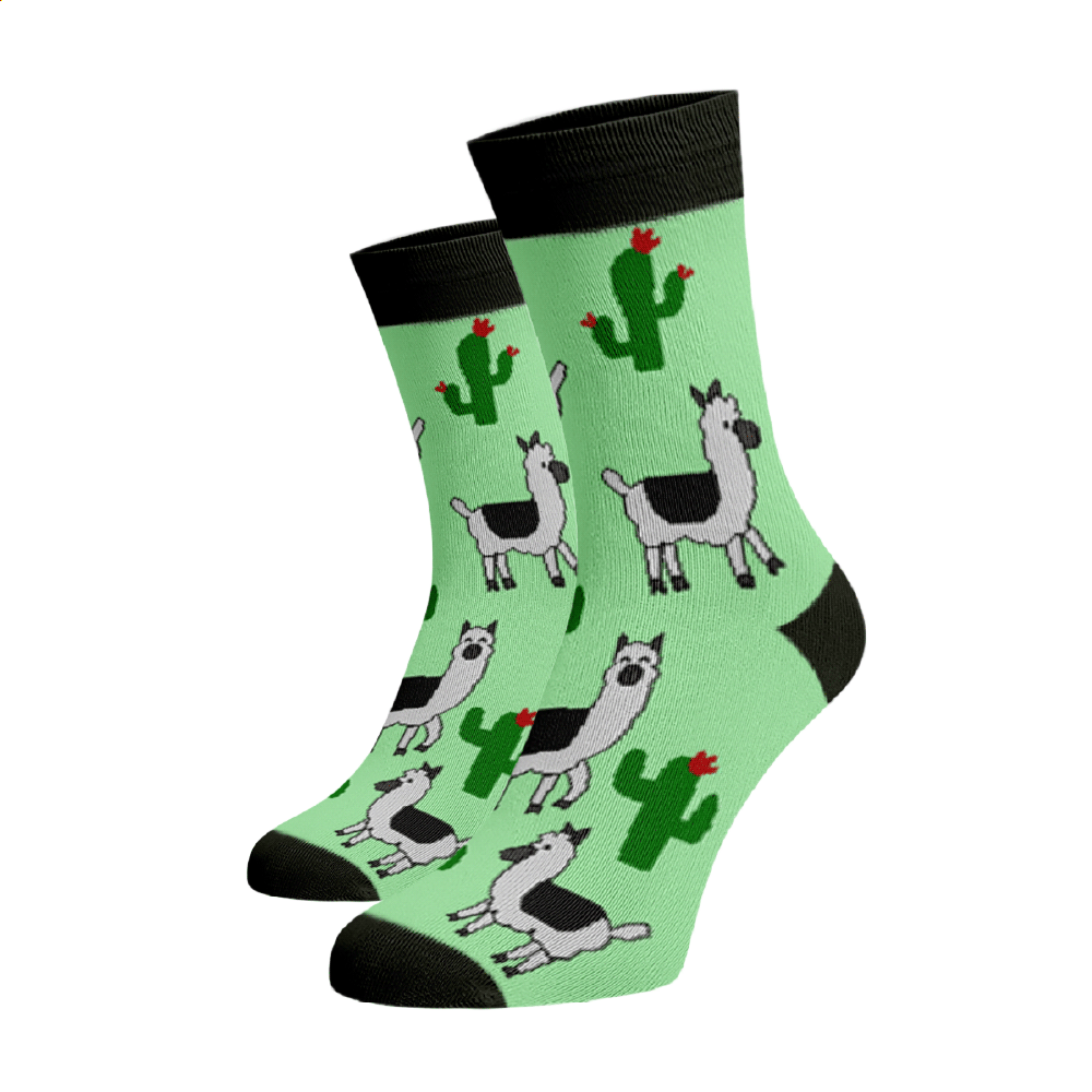 Veselé ponožky Lamy Světle zelená Bavlna 42-44