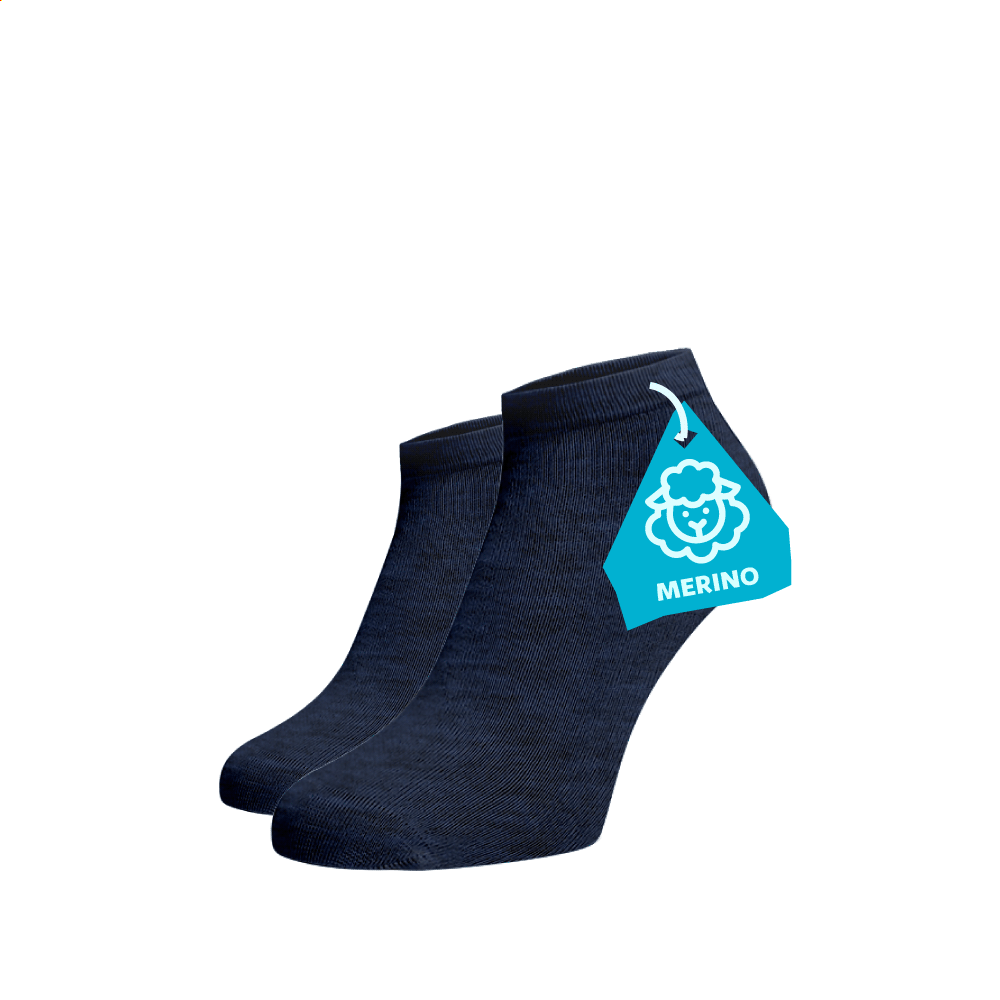 Kotníkové ponožky MERINO - modré Tmavě modrá Vlna (Merino) 42-44