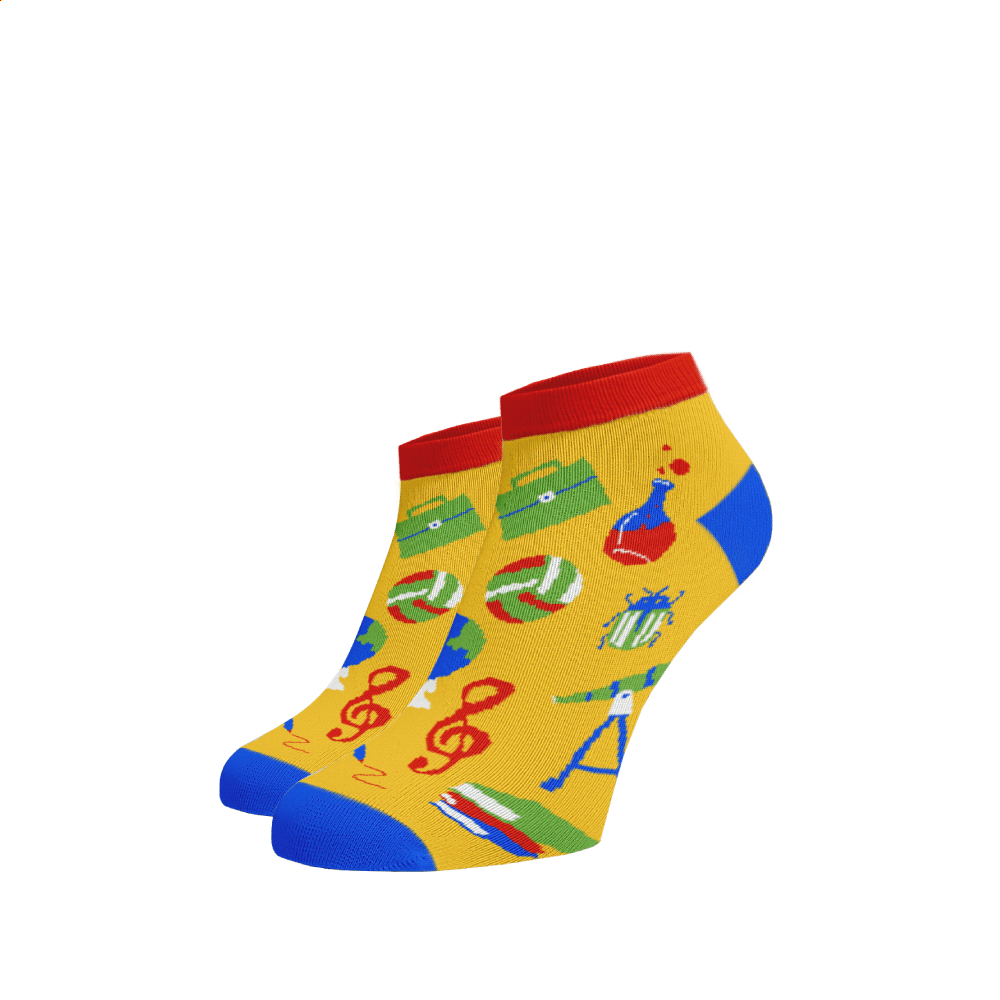 Veselé kotníkové ponožky školní Žlutá Bavlna 42-44