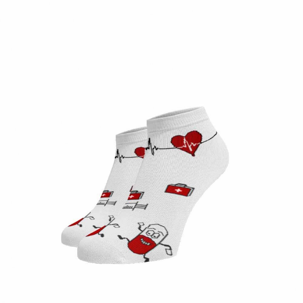 Veselé ponožky Nemocnice kotníkové Bílá 45-46
