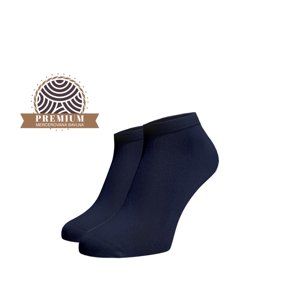 Kotníkové ponožky z mercerované bavlny - tmavě modré 35-38