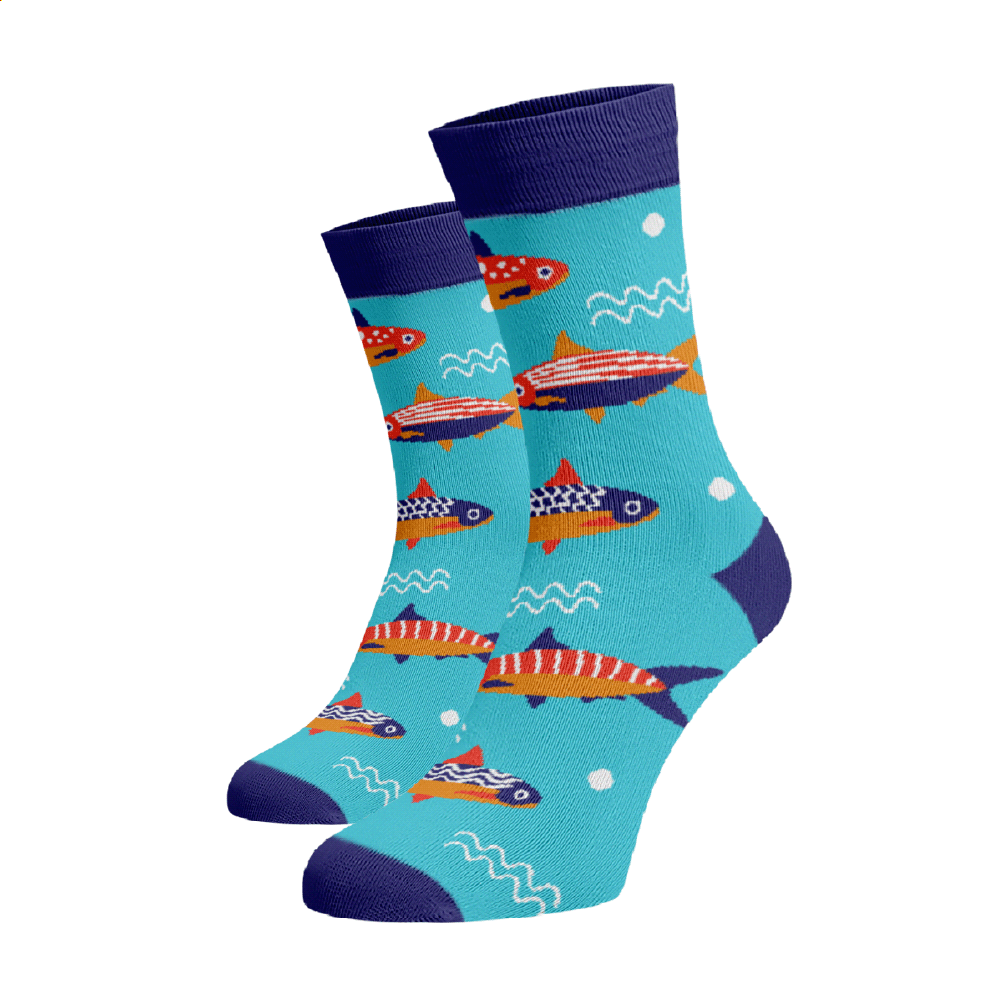 Veselé ponožky Ryby Světle modrá Bavlna 39-41