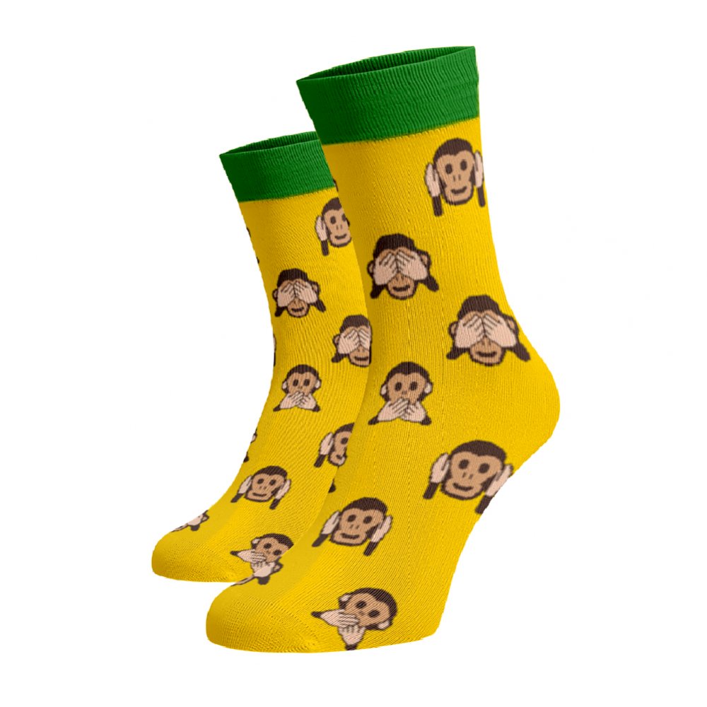 Veselé ponožky Opičky Žlutá Bavlna 45-46