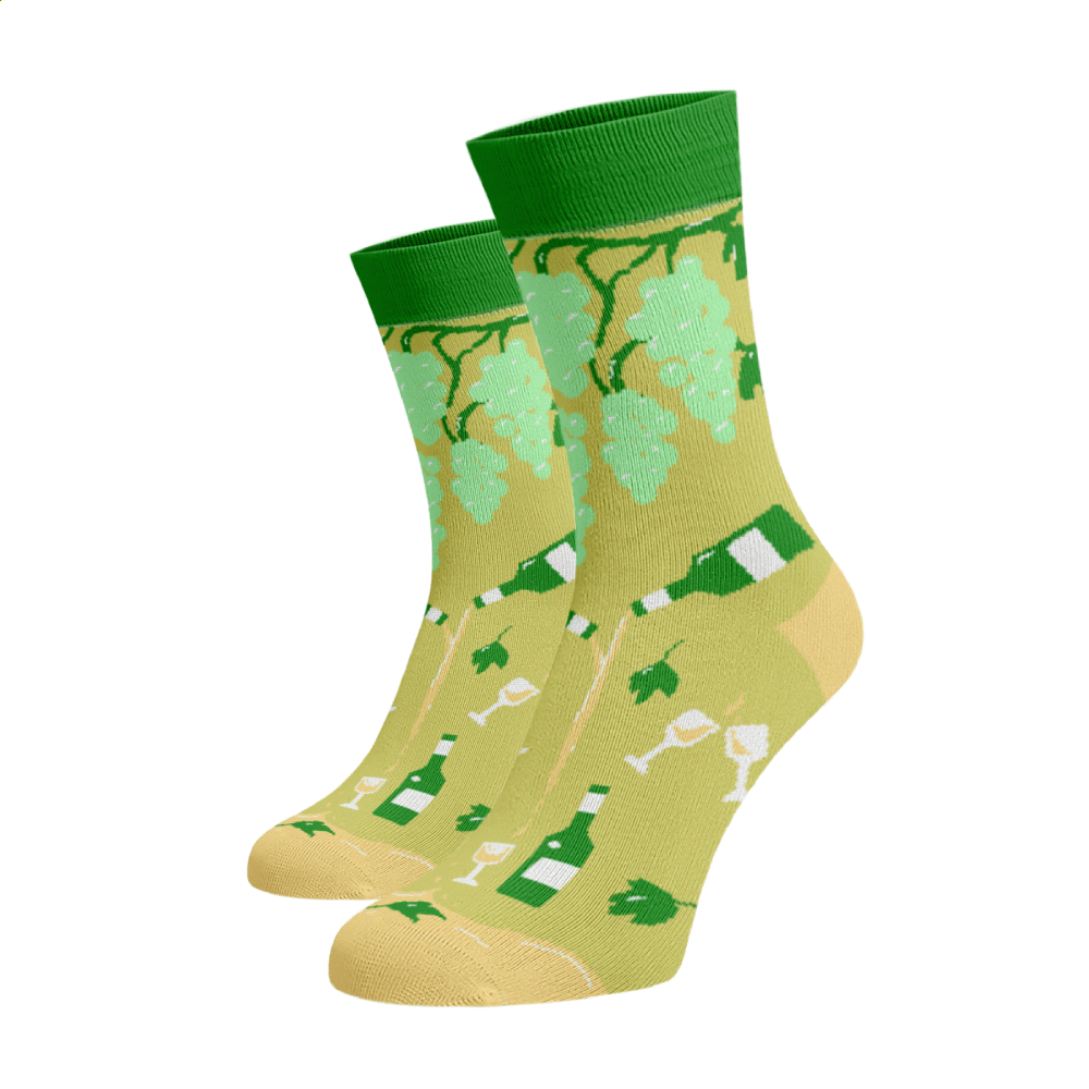 Veselé ponožky Bílé víno Světle zelená Bavlna 35-38