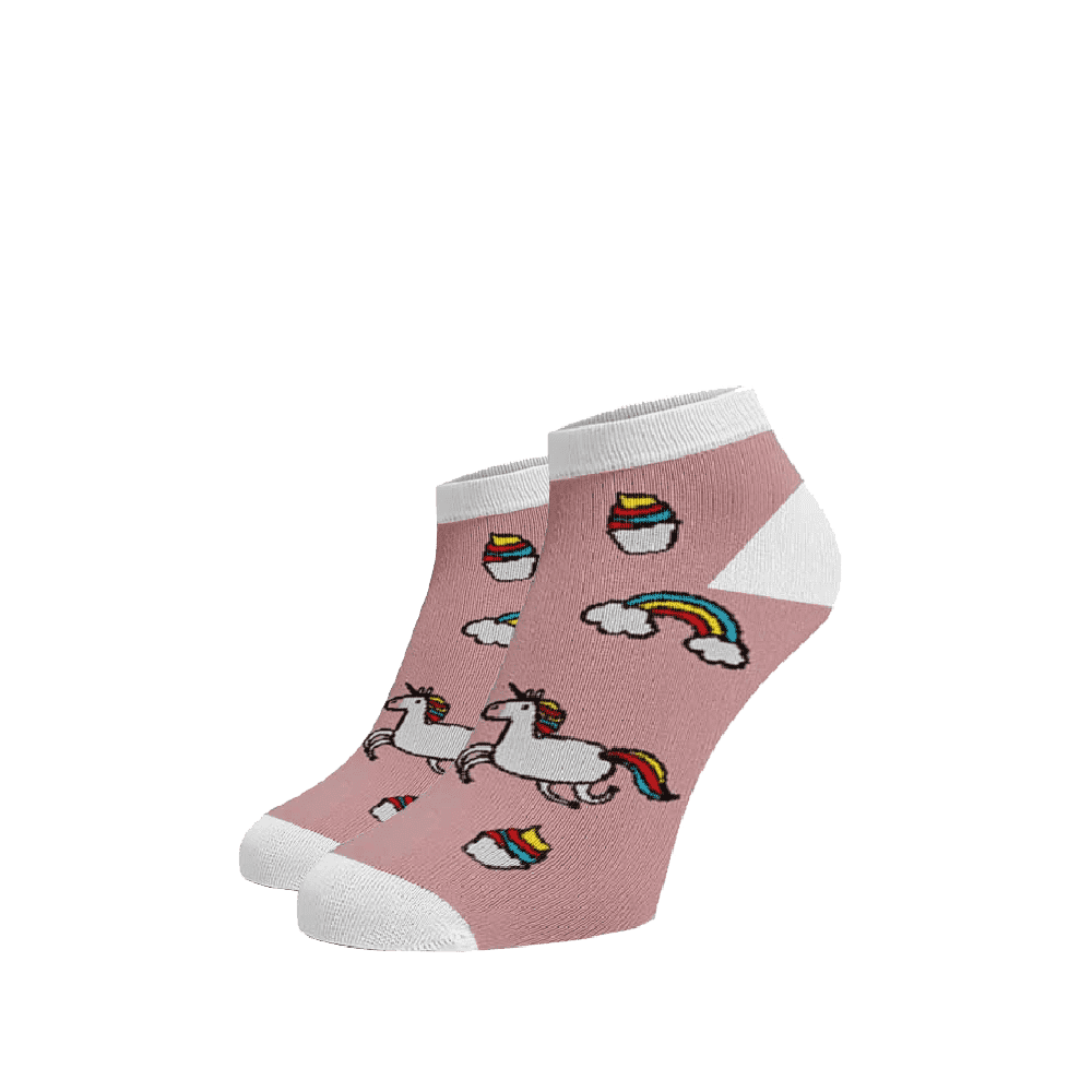 Veselé ponožky Jednorožci kotníkové Světlé růžová Bavlna 39-41