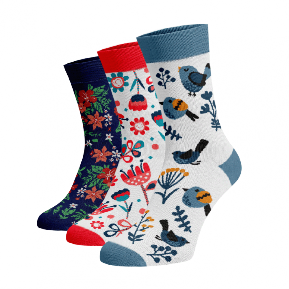 Zvýhodněný set 3 párů vysokých veselých ponožek - Tradiční folklor Bavlna 39-41