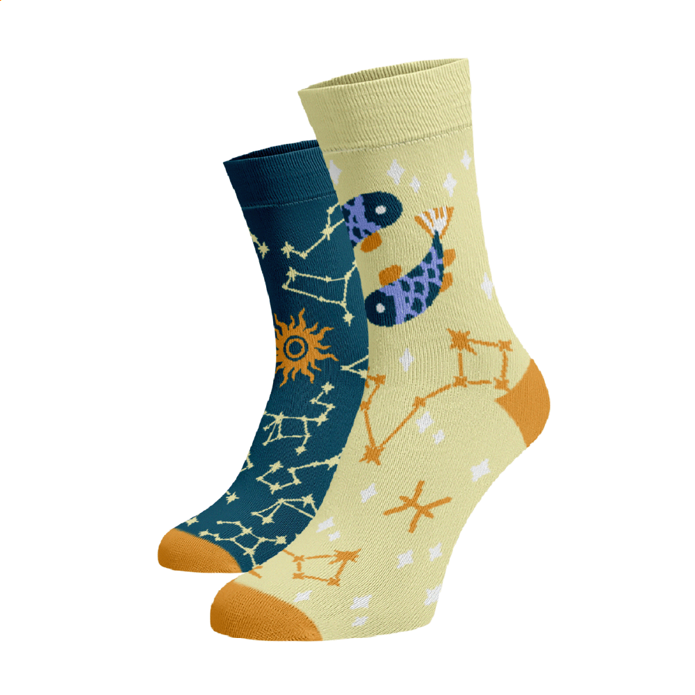 Veselé ponožky Znamení zvěrokruhu Ryby Tmavě modrá Bavlna 42-44