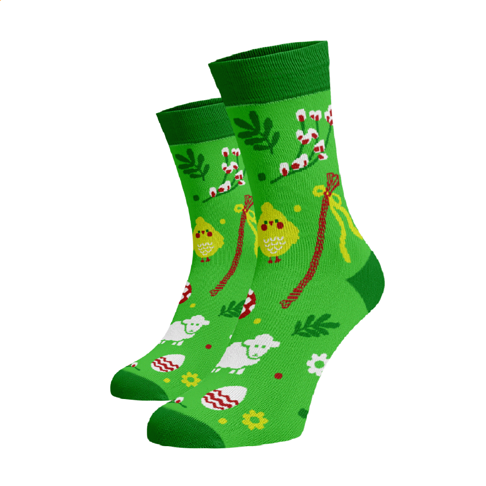Veselé velikonoční ponožky pro koledníky Zelená Bavlna 35-38